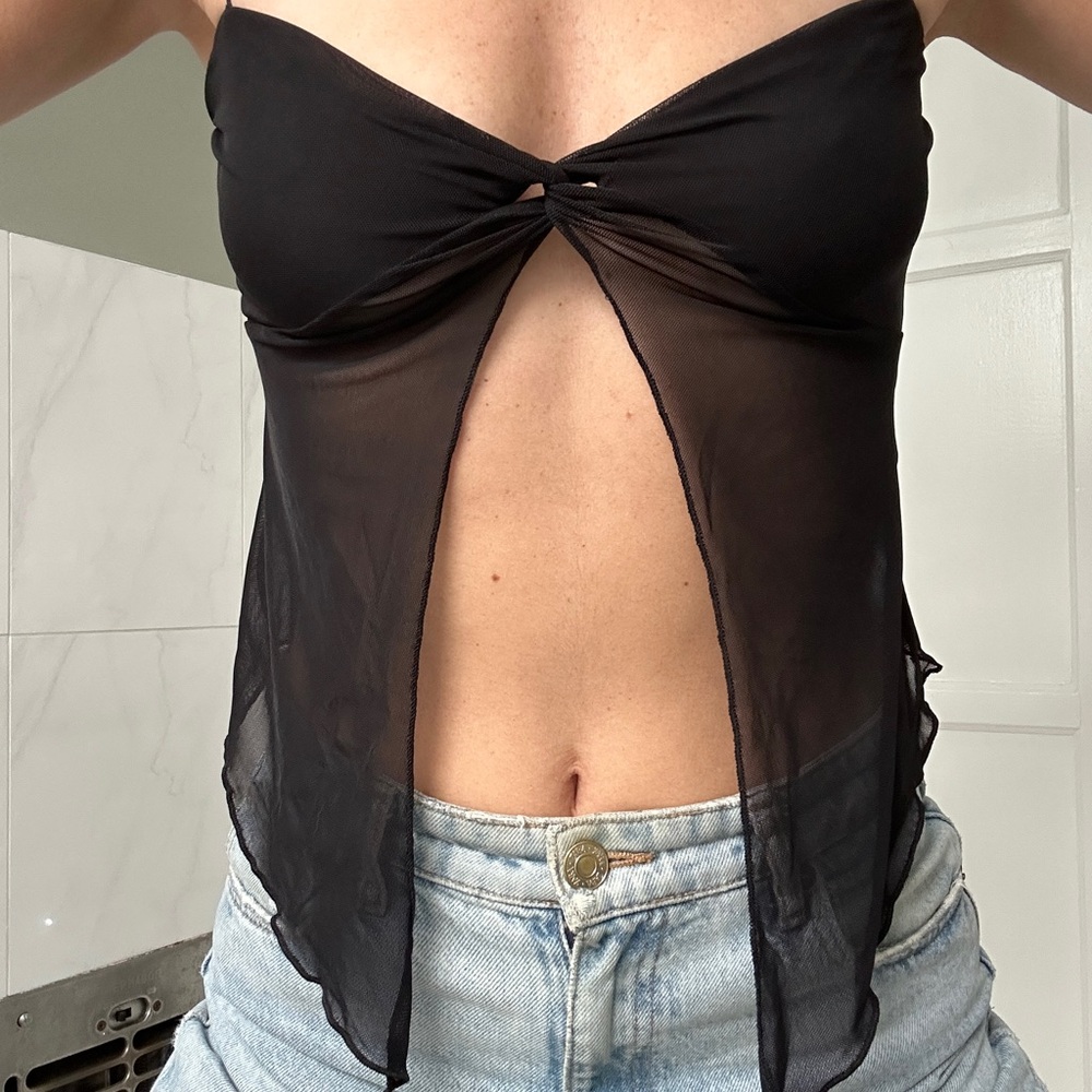Elegant Black Sheer Crop Top